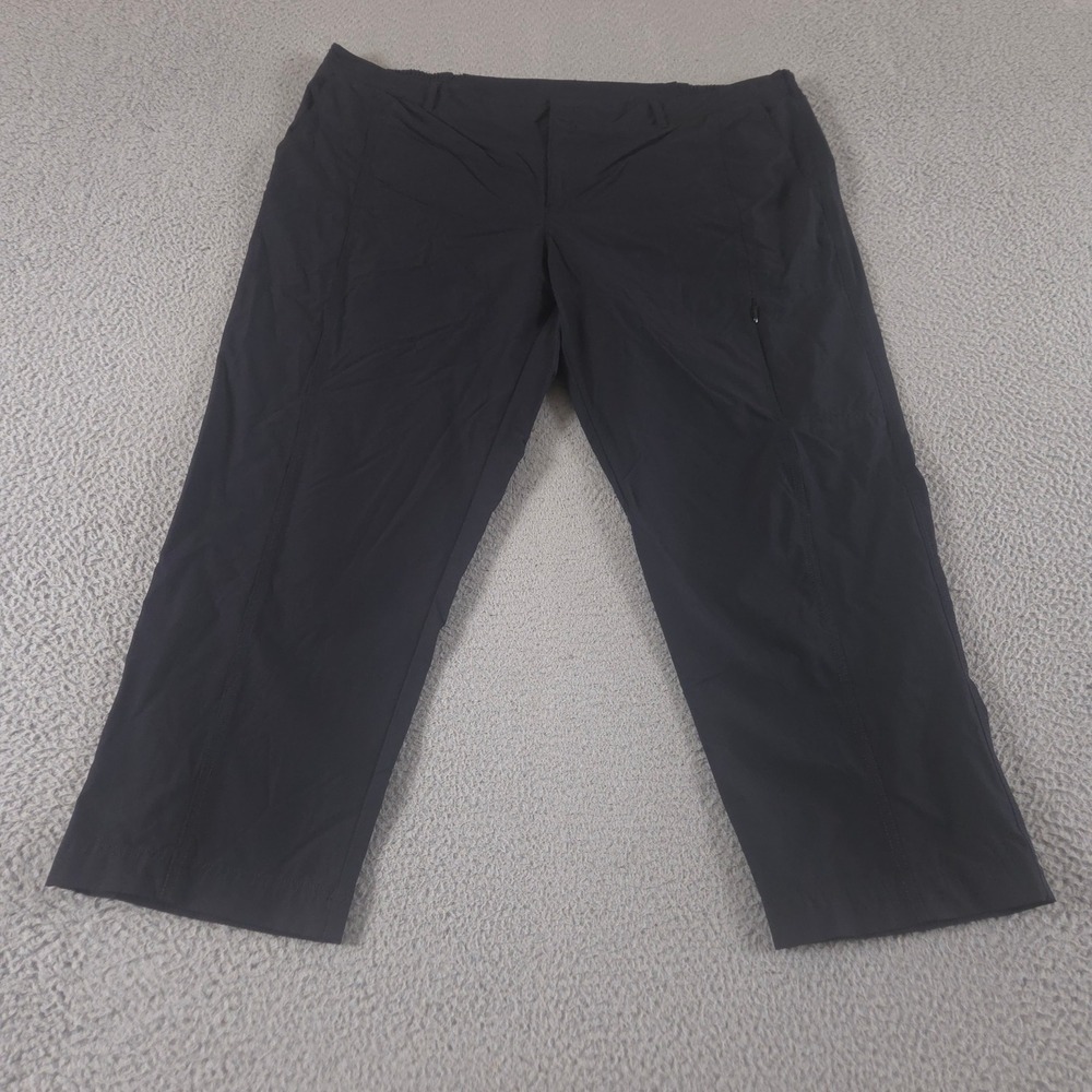 Kirkland Signature Pants Womens 18W Black Travel Nylon Stretch Tapered Leg Loose